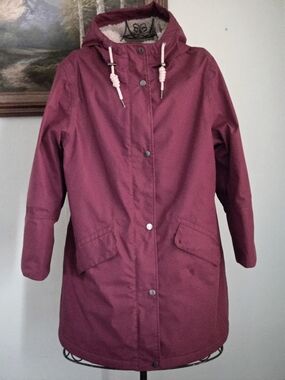 Seasalt Cornwell Jacket River Sea Tin Cloth Berry Hood Waterproof Womens US 8